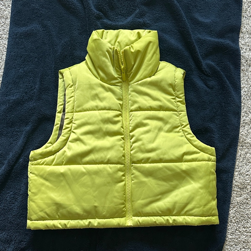 Stradivarius Neon Green and Gray Puffer Vest